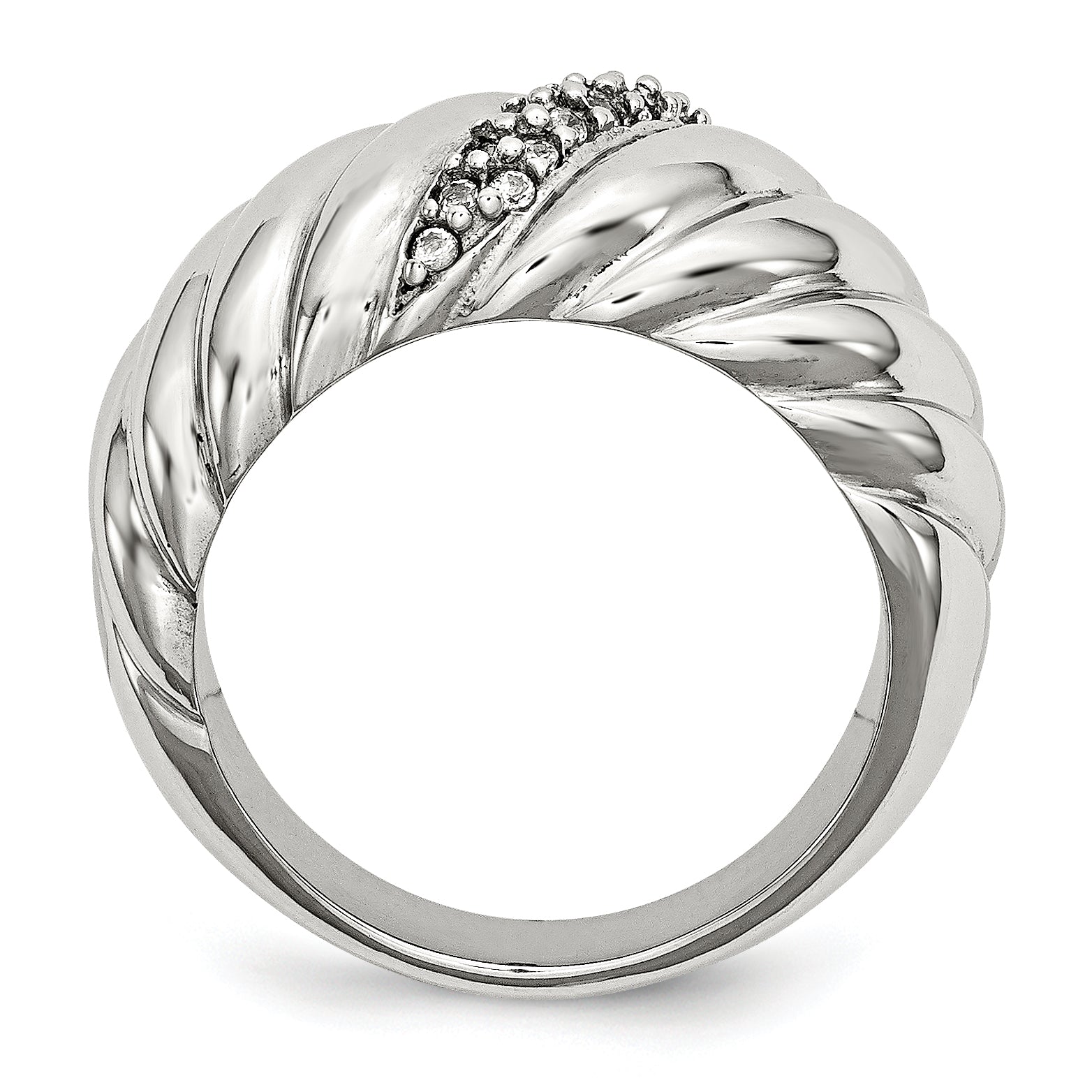 CZ Wedding Band in Stainless Steel