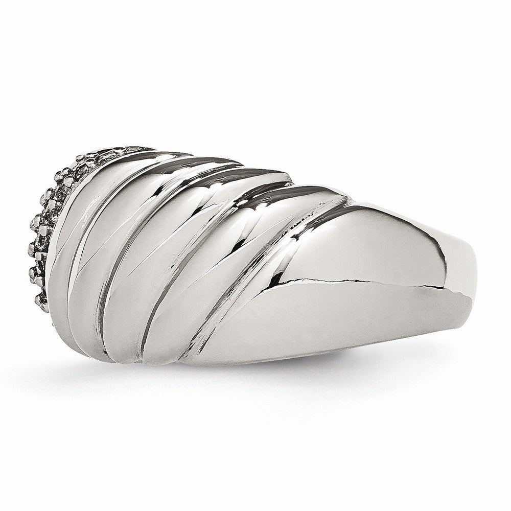 Stainless Steel Wedding Band with Polished Finish and CZ Elegance