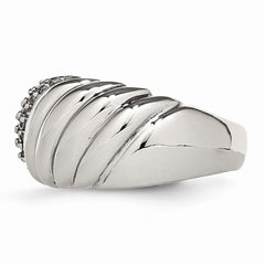 Stainless Steel Wedding Band with Polished Finish and CZ Elegance - 6