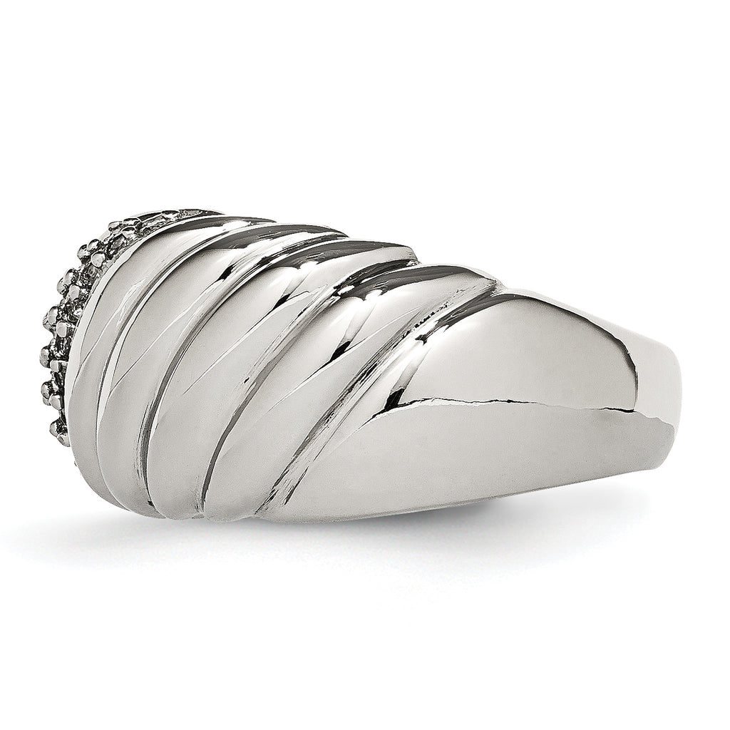 CZ Wedding Band in Stainless Steel