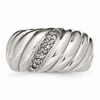 Stainless Steel Wedding Band with Polished Finish and CZ Elegance
