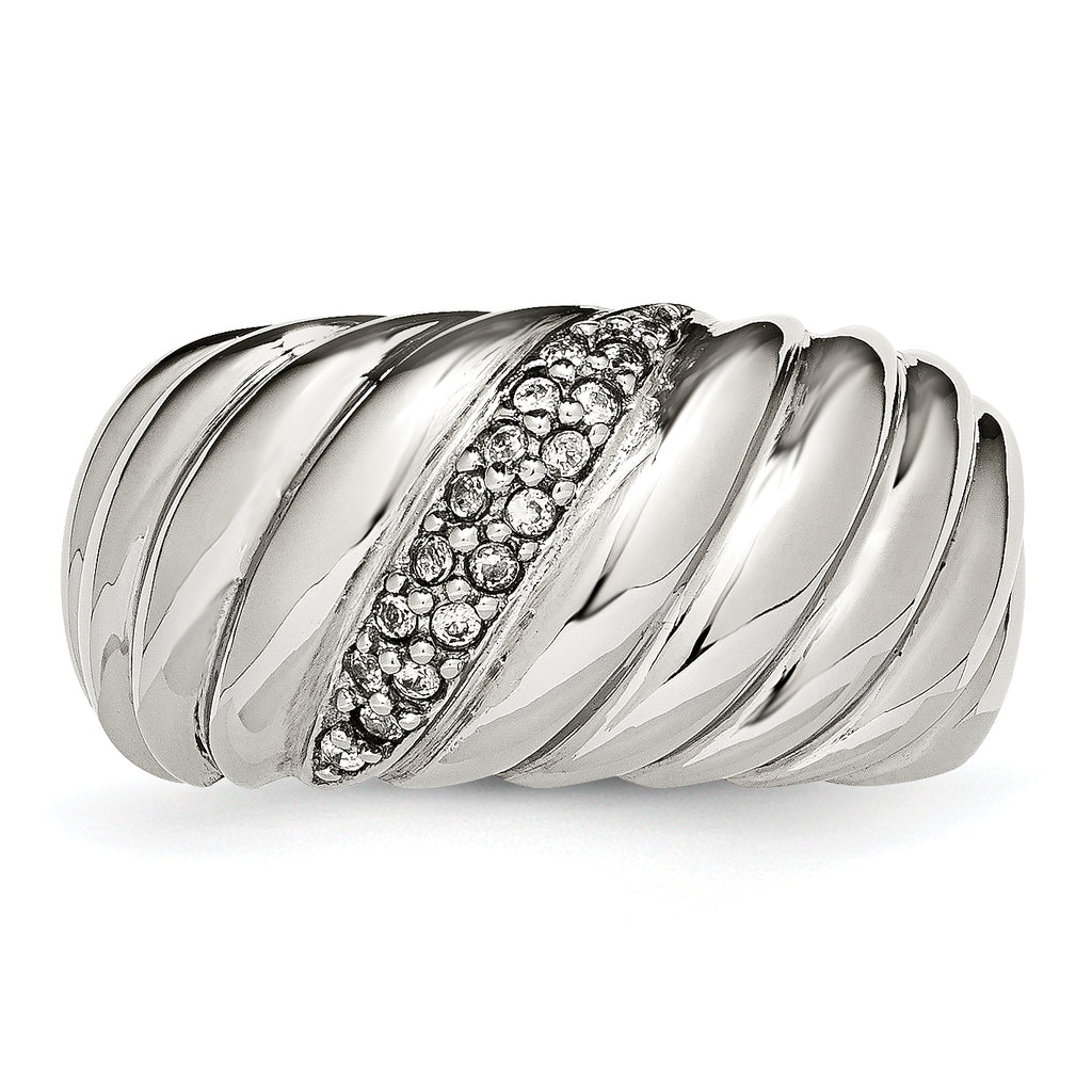 CZ Wedding Band in Stainless Steel