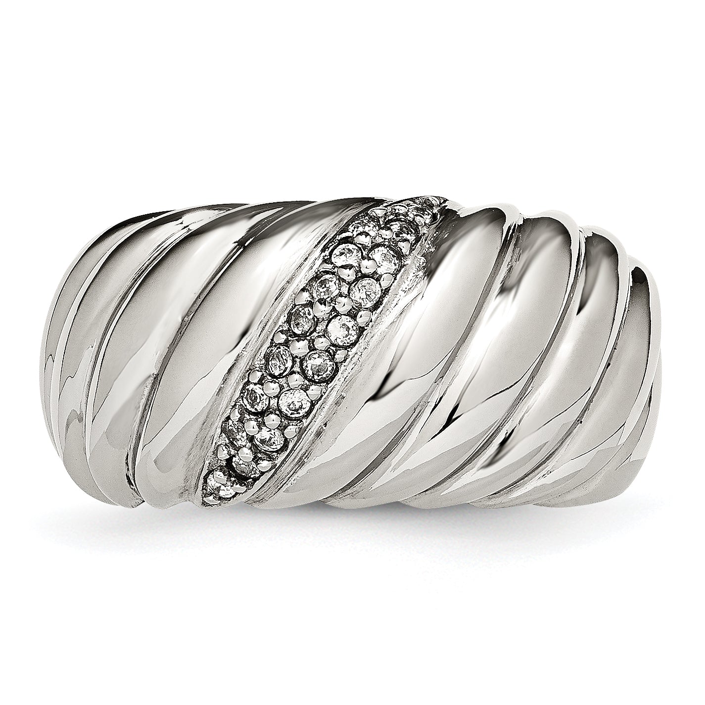 CZ Wedding Band in Stainless Steel