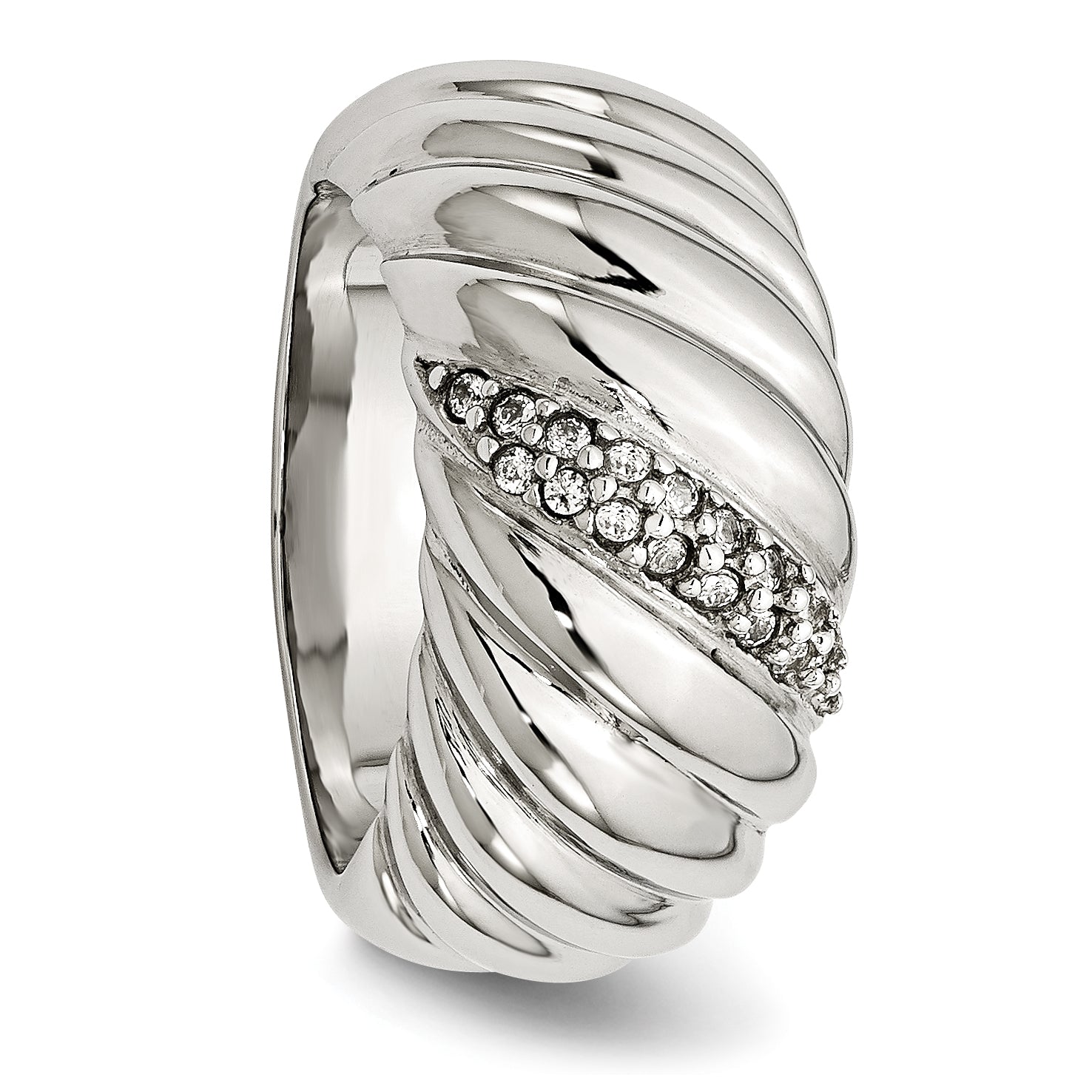 CZ Wedding Band in Stainless Steel