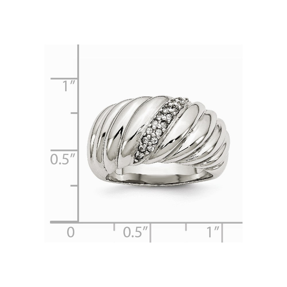 Stainless Steel Polished CZ Ring