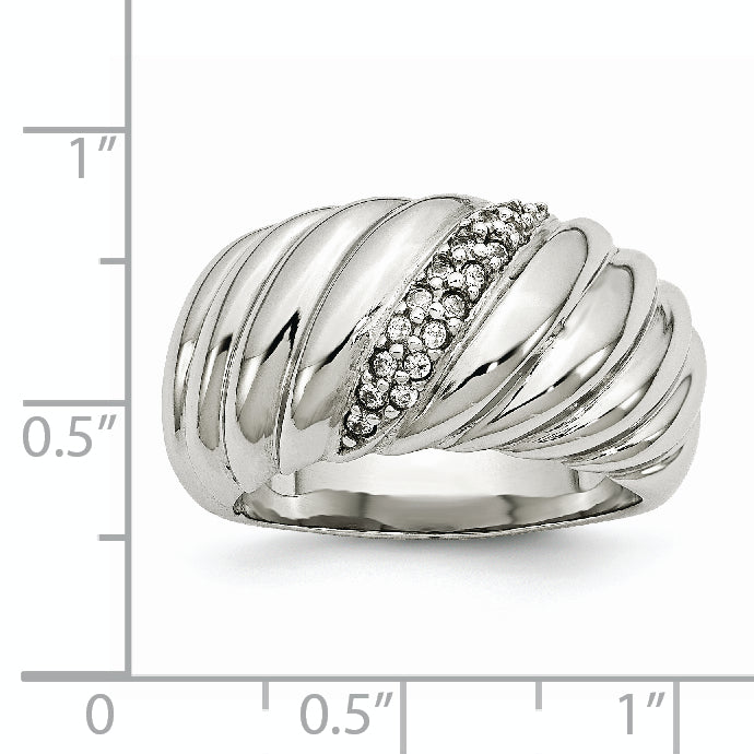 CZ Wedding Band in Stainless Steel
