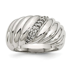 Stainless Steel Polished CZ Ring