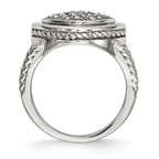 StainleSterling Silver Steel Polished CZ Square Ring
