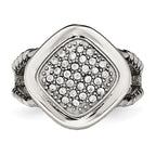 StainleSterling Silver Steel Polished CZ Square Ring