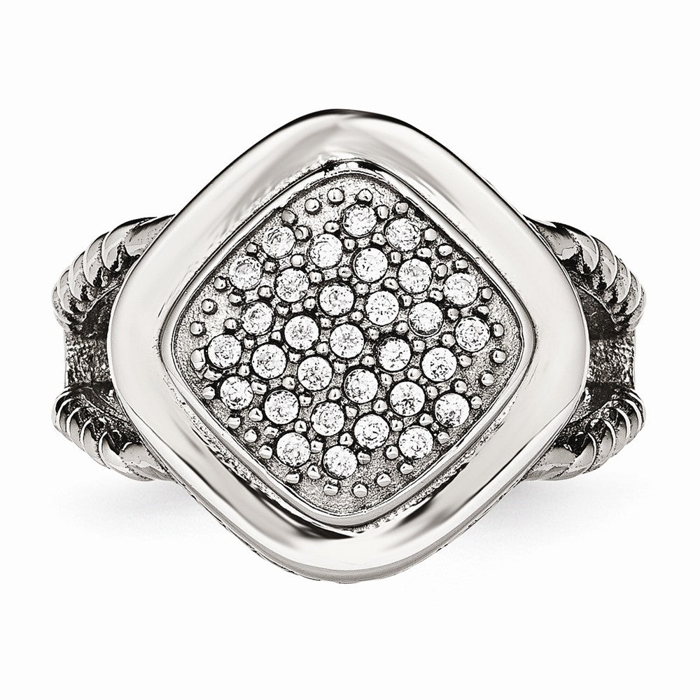 Sophia Jewelers Stainless Steel Polished CZ Fashion Ring Elegant Modern Design - 6 - 6