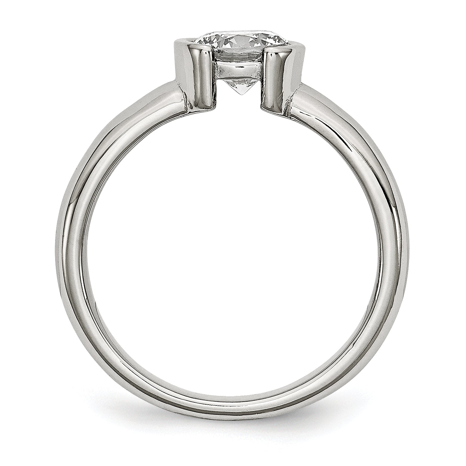 Stainless Steel Polished CZ Ring Secondary image