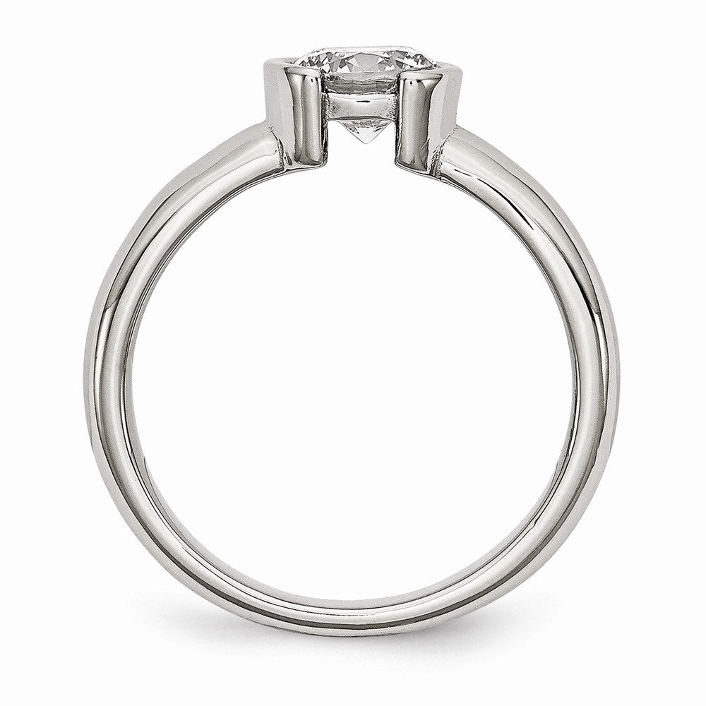 Sophia Jewelers Polished Stainless Steel CZ Ring Elegant Synthetic Stone