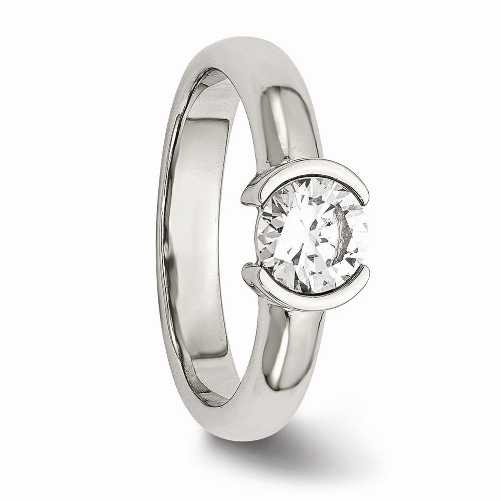 Sophia Jewelers Polished Stainless Steel CZ Ring Elegant Synthetic Stone