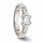 Sophia Jewelers Polished Stainless Steel CZ Ring Elegant Synthetic Stone