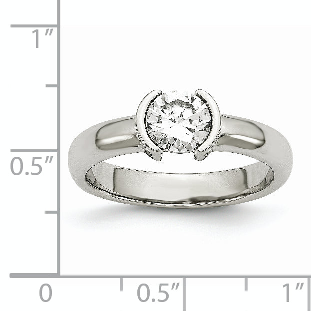 Stainless Steel Polished CZ Ring