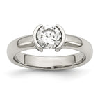 Sophia Jewelers Polished Stainless Steel CZ Ring Elegant Synthetic Stone
