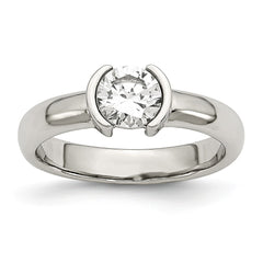 Sophia Jewelers Polished Stainless Steel CZ Ring Elegant Synthetic Stone
