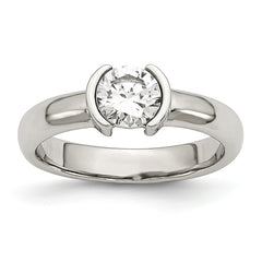 Stainless Steel Polished CZ Ring