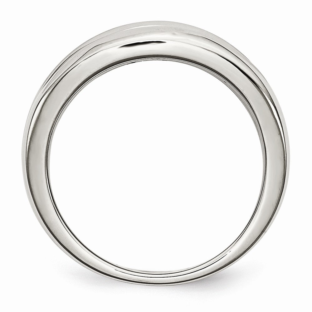 Sophia Jewelers Polished Stainless Steel CZ Ring Elegant Synthetic Stone - 6