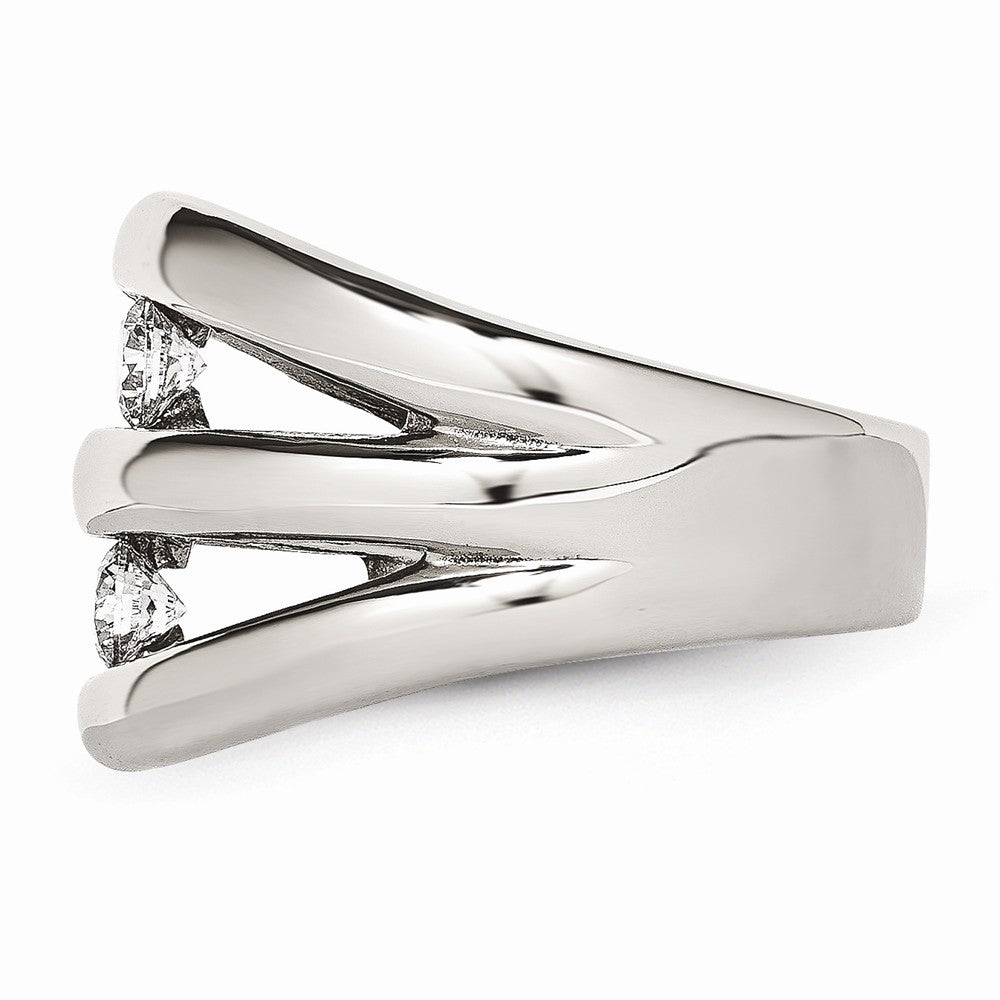 Sophia Jewelers Polished Stainless Steel CZ Ring Elegant Synthetic Stone