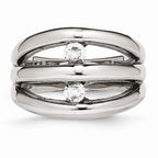 Sophia Jewelers Polished Stainless Steel CZ Ring Elegant Synthetic Stone