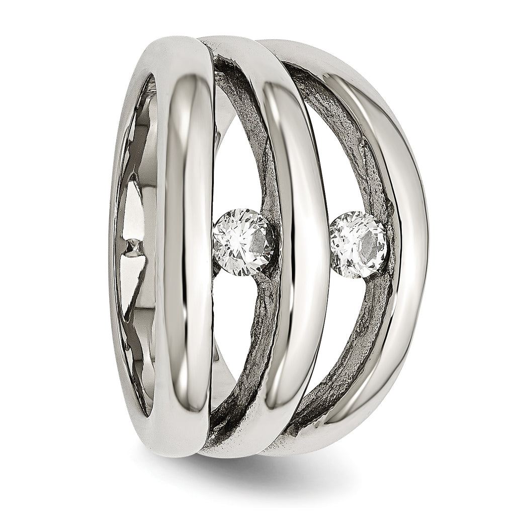Stainless Steel Polished CZ Ring