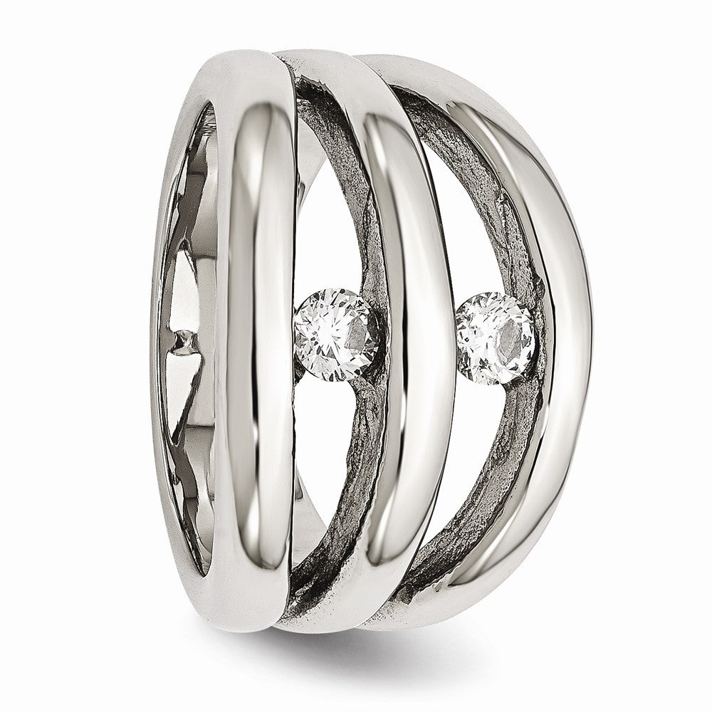 Sophia Jewelers Polished Stainless Steel CZ Ring Elegant Synthetic Stone - 6