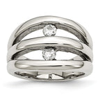 Sophia Jewelers Polished Stainless Steel CZ Ring Elegant Synthetic Stone