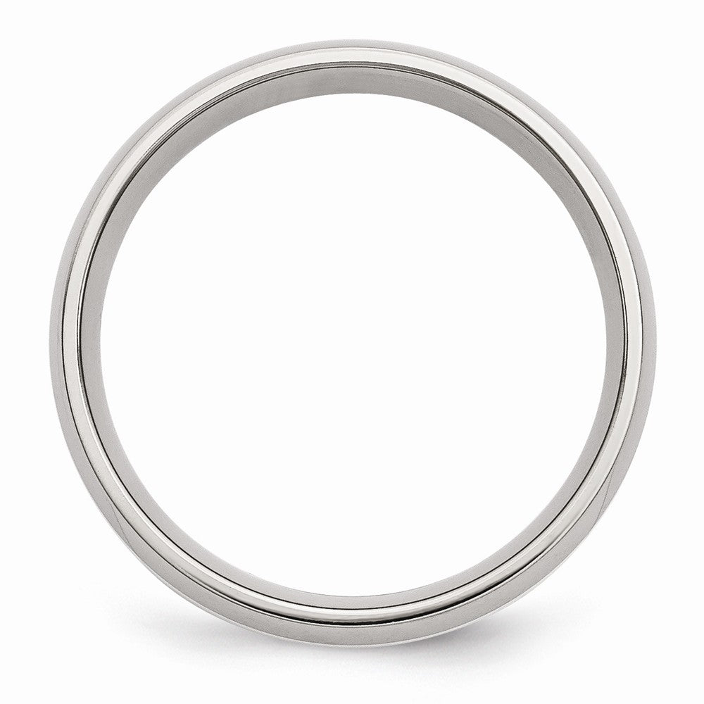 Stainless Steel Wedding Band with Sterling Silver Inlay Polished Finish - 6