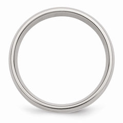 Stainless Steel Wedding Band with Sterling Silver Inlay Polished Finish - 6