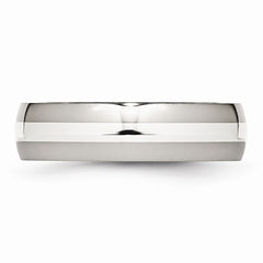 Stainless Steel Wedding Band with Sterling Silver Inlay Polished Finish - 6