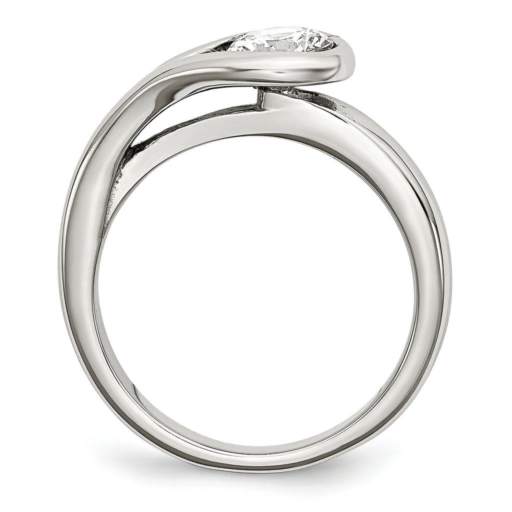 Stainless Steel Polished CZ Ring