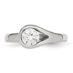 Stainless Steel Polished CZ Ring
