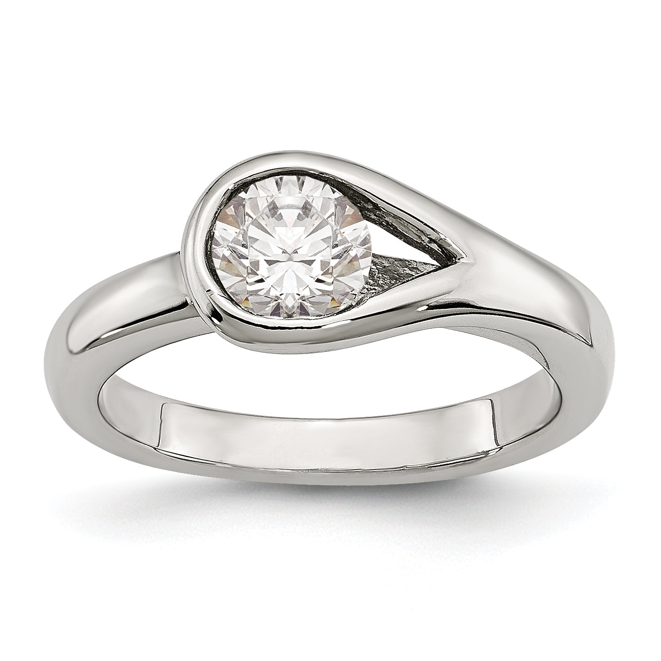 Stainless Steel Polished CZ Ring Main image