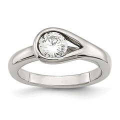 Stainless Steel Polished Ring with Synthetic CZ Elegant Design - 6