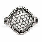 Sophia Jewelers Stainless Steel CZ Fashion Ring with Polished Antiqued Finish