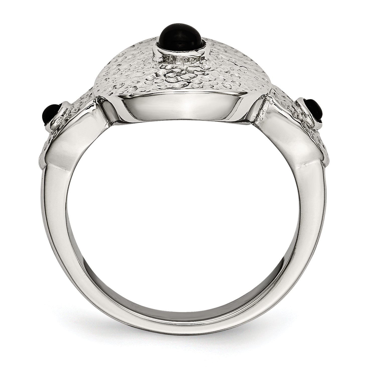 Stainless Steel Polished and Textured Black Onyx Ring Secondary image