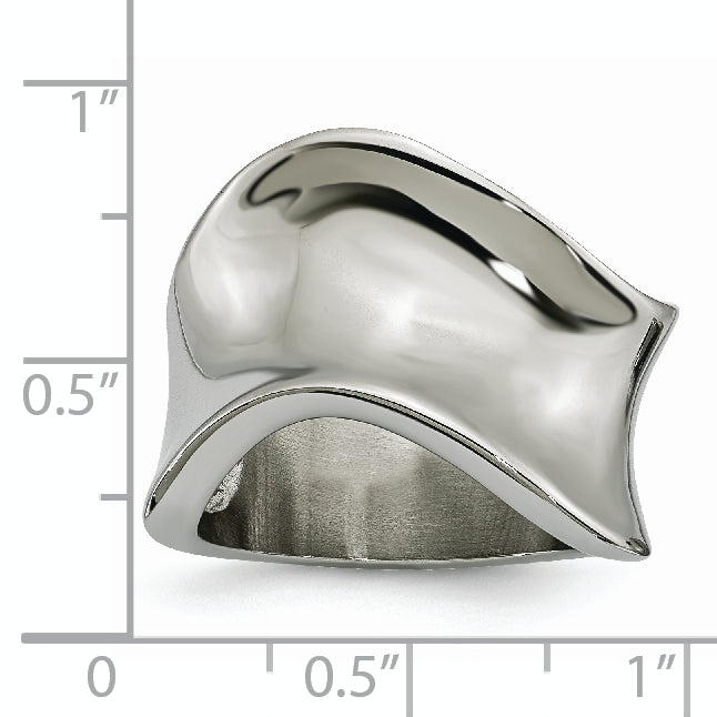 Stainless Steel Polished Wave Ring