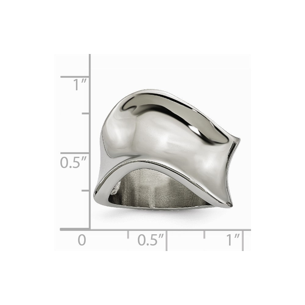 Stainless Steel Polished Wave Ring