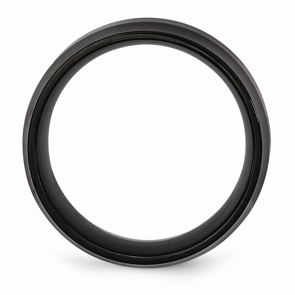 Black Polished Wedding Band in Stainless Steel, 12mm