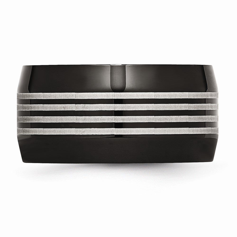 Black Polished Wedding Band in Stainless Steel, 12mm