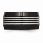 Black Polished Wedding Band in Stainless Steel, 12mm