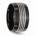 Black Polished Wedding Band in Stainless Steel, 12mm