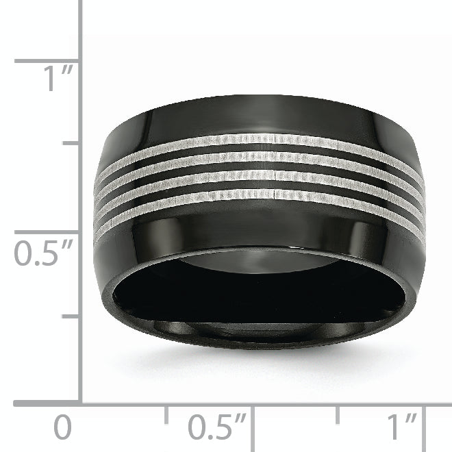 Stainless Steel Polished Black IP-plated 12mm Band