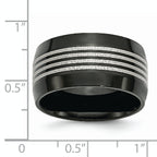 Stainless Steel Polished Black IP-plated 12mm Band