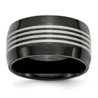 Black Polished Wedding Band in Stainless Steel, 12mm