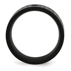 Stainless Steel Brushed and Polished Black IP-plated with CZ 9mm Flat Band