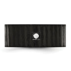 Stainless Steel Brushed and Polished Black IP-plated with CZ 9mm Flat Band