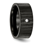 Stainless Steel Brushed and Polished Black IP-plated with CZ 9mm Flat Band