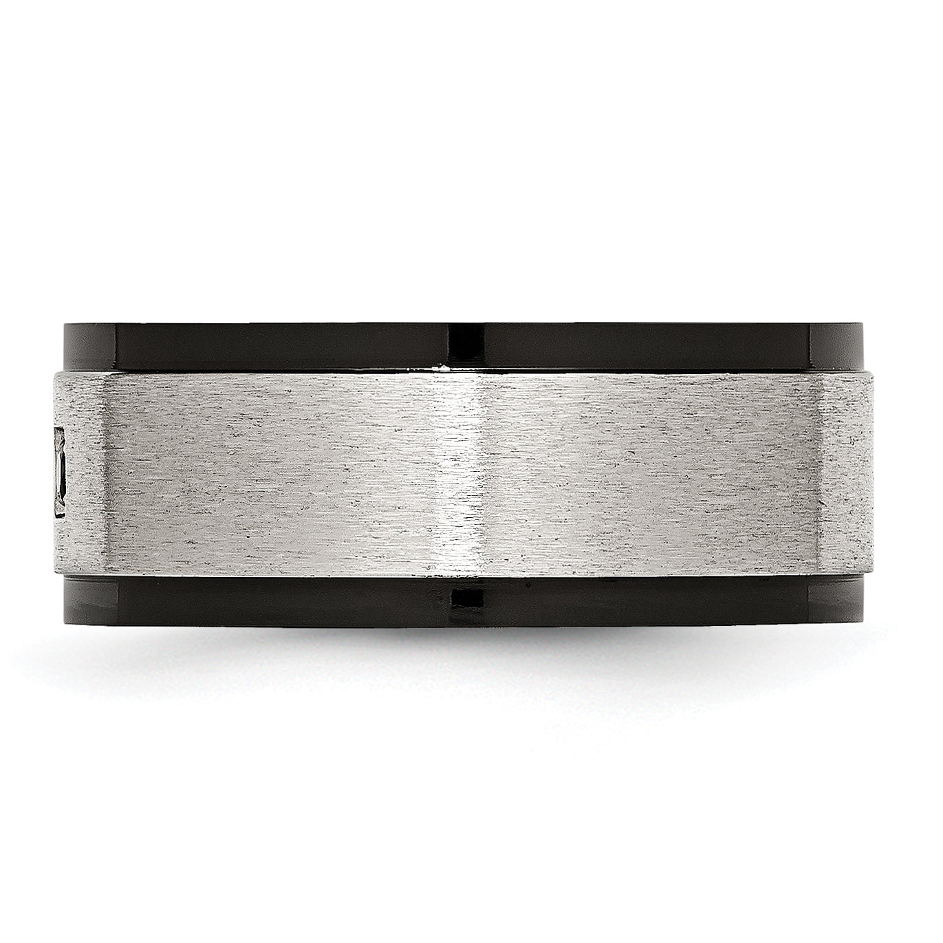 Stainless Steel Brushed and Polished Black IP-plated with Black CZ 9mm Band